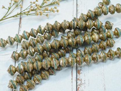 Czech Glass Beads - Saturn Beads - Picasso Beads - Saucer Beads - Planet Beads - UFO Beads - 8x10mm - 15pcs - (1854)