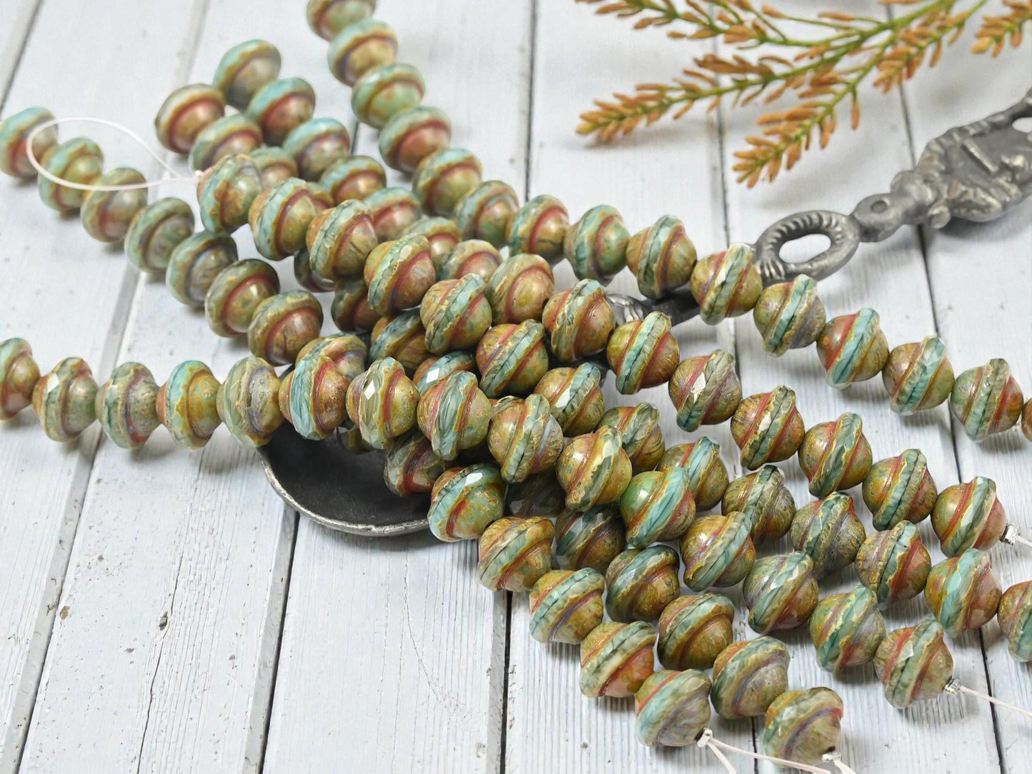 Czech Glass Beads - Saturn Beads - Picasso Beads - Saucer Beads - Planet Beads - UFO Beads - 8x10mm - 15pcs - (A651)