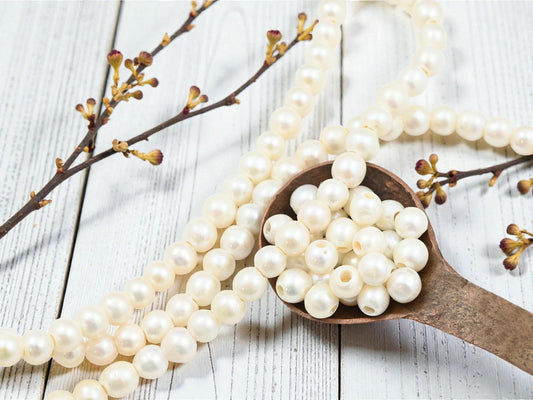 6-7mm Cream Large Hole Fresh Water Potato Pearls (8" Strand)
