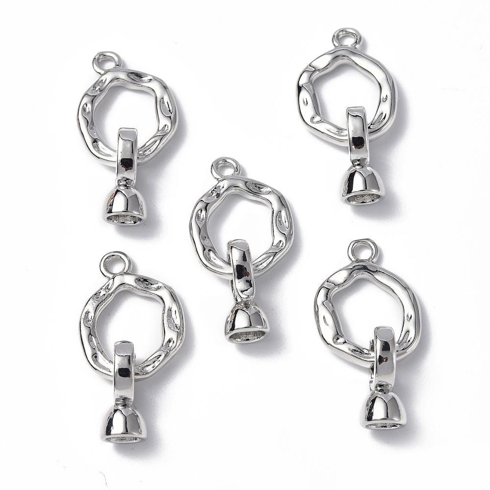 Metal Connectors - Fold Over Clasp - Snap Lock Clasp - Cord Ends - Platinum Clasps - Silver Clasps - 1pcs - 18x8mm