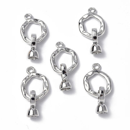 Metal Connectors - Fold Over Clasp - Snap Lock Clasp - Cord Ends - Platinum Clasps - Silver Clasps - 1pcs - 18x8mm