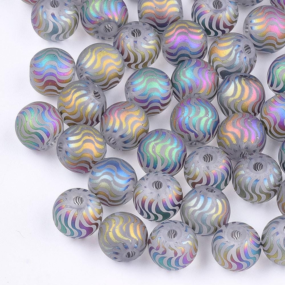 8mm Beads - Electroplated Beads - Chinese Glass - Round Beads - Bulk Glass Beads - 20pcs - (A613)
