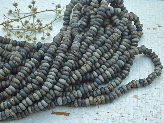 Indonesian Java Glass Beads - Aged Donut Shape - Approx 4x7mm - 20" Strand - (A488)