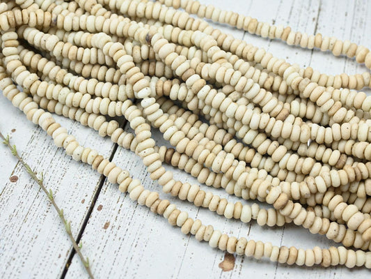 Indonesian Java Glass Beads - Aged Donut Shape - Approx 4x7mm - 20" Strand - (A682)