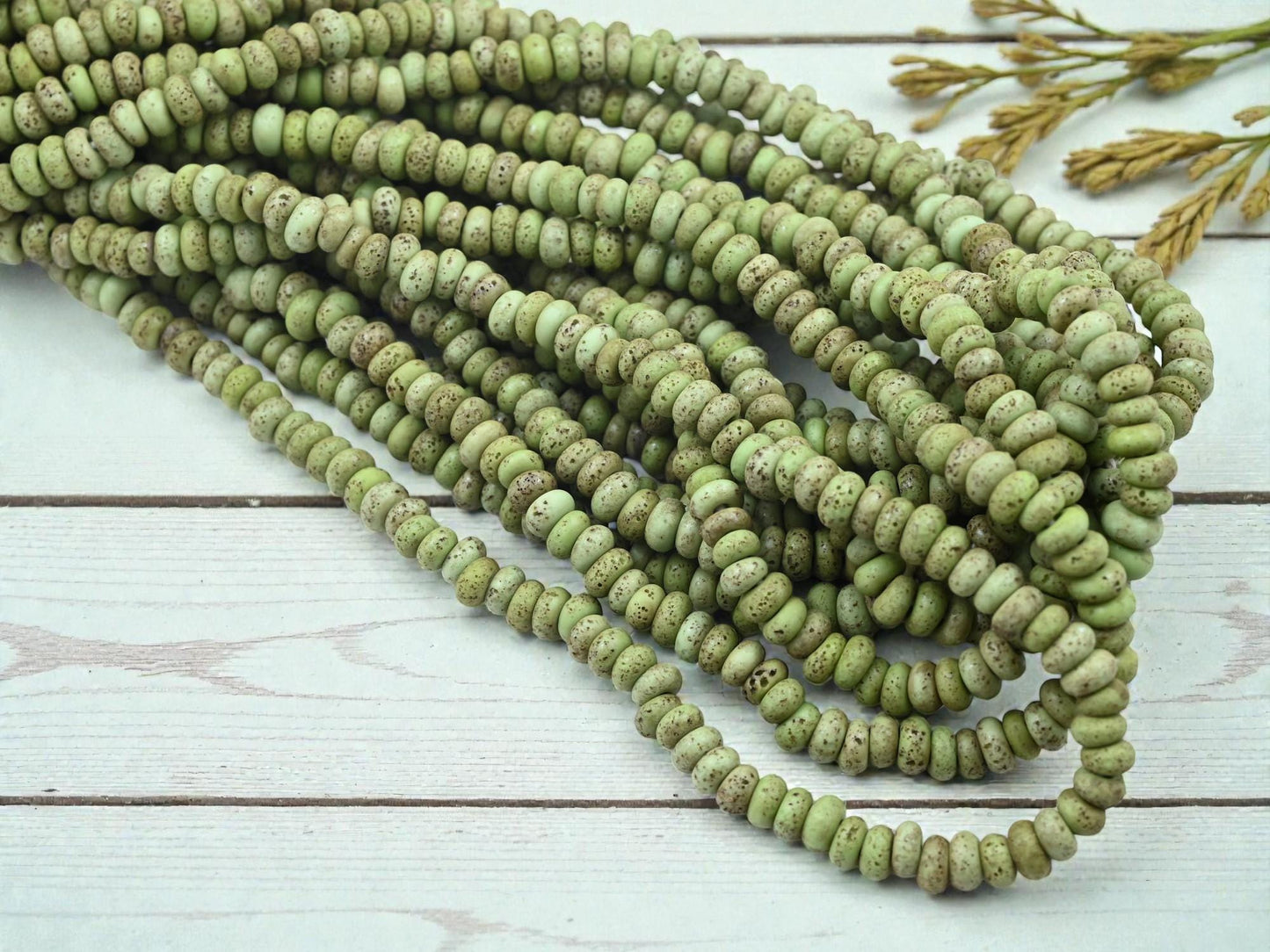Indonesian Recycled Java Glass Beads - Aged Donut Shape - Approx 4x7mm - 20" Strand - (A441)