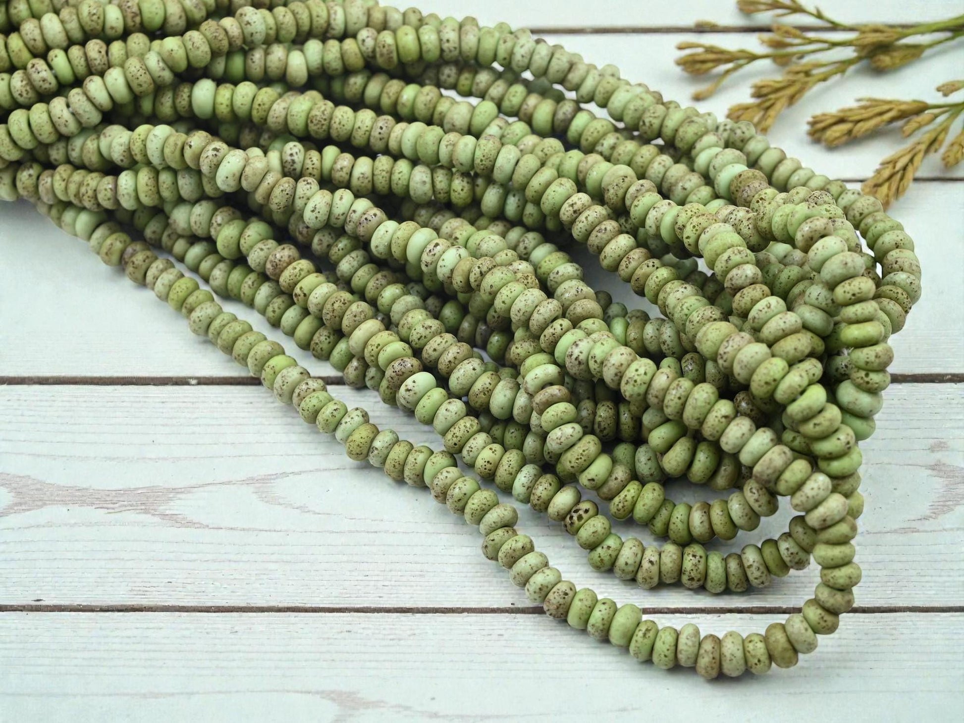 Indonesian Recycled Java Glass Beads - Aged Donut Shape - Approx 4x7mm - 20" Strand - (A441)