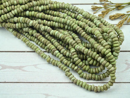 Indonesian Recycled Java Glass Beads - Aged Donut Shape - Approx 4x7mm - 20" Strand - (A441)