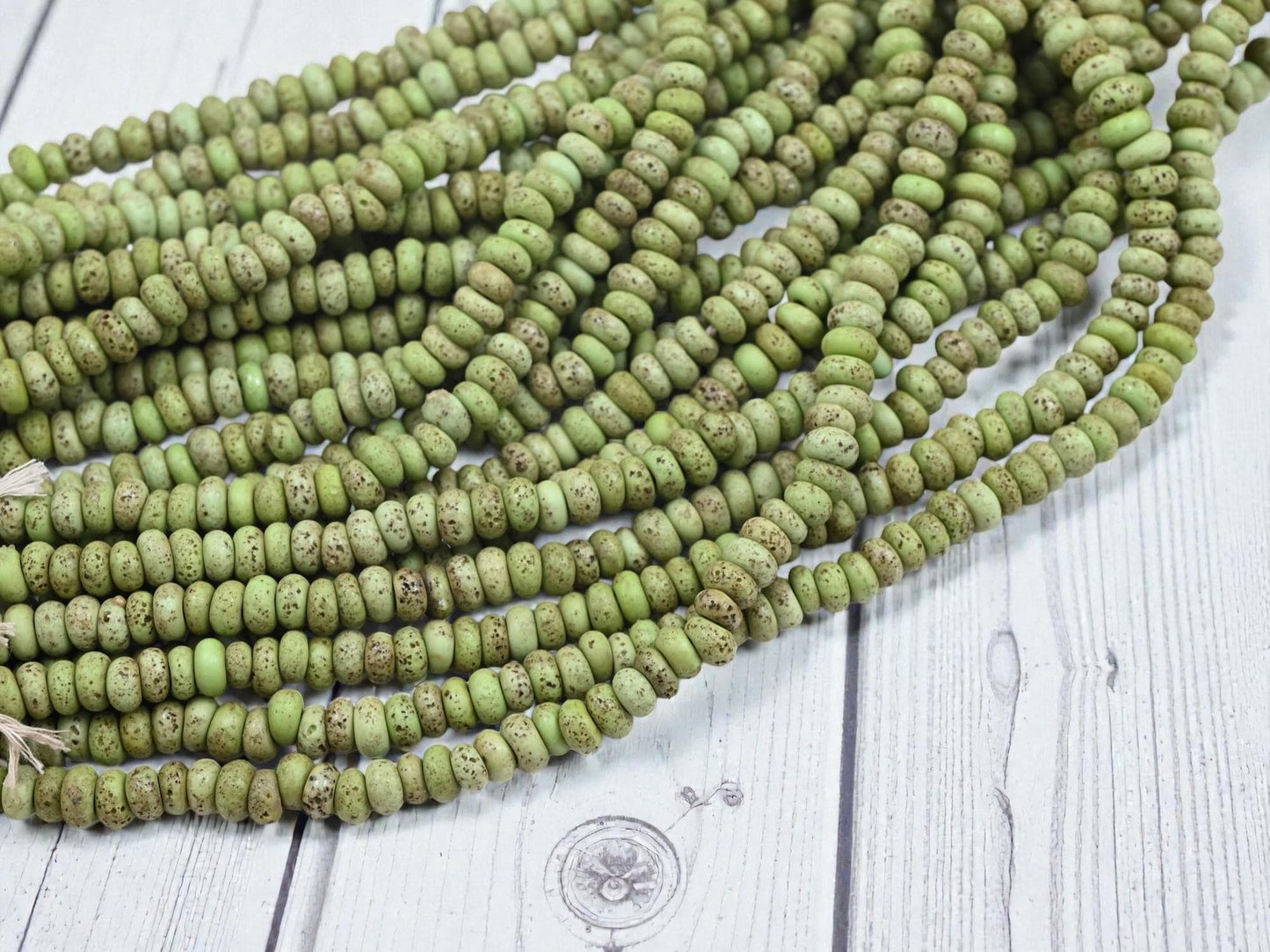 Indonesian Recycled Java Glass Beads - Aged Donut Shape - Approx 4x7mm - 20" Strand - (A441)