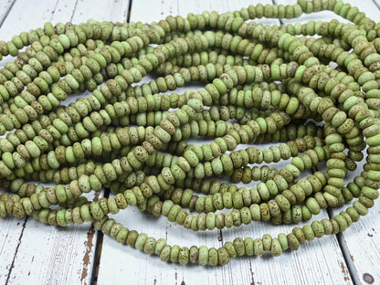 Indonesian Recycled Java Glass Beads - Aged Donut Shape - Approx 4x7mm - 20" Strand - (A441)