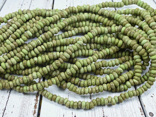 Indonesian Recycled Java Glass Beads - Aged Donut Shape - Approx 4x7mm - 20" Strand - (A441)