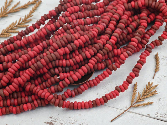 Indonesian Java Glass Beads - Aged Donut Shape - Approx 4x7mm - 20" Strand - (A484)