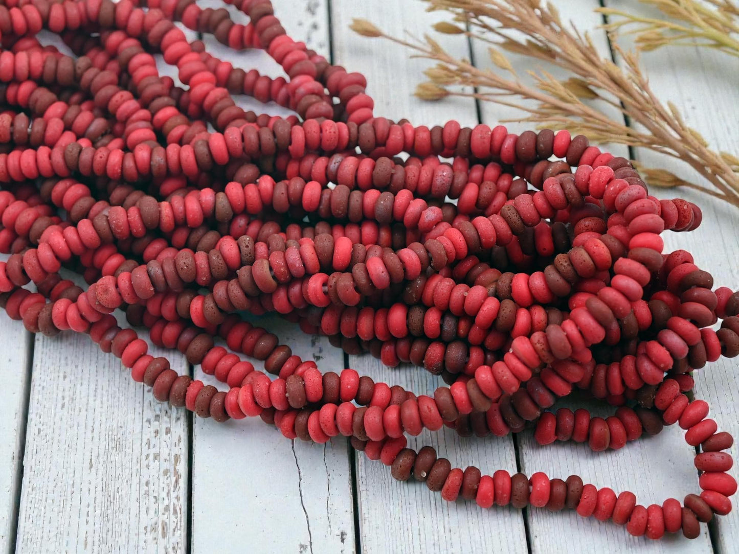 Indonesian Java Glass Beads - Aged Donut Shape - Approx 4x7mm - 20" Strand - (A484)