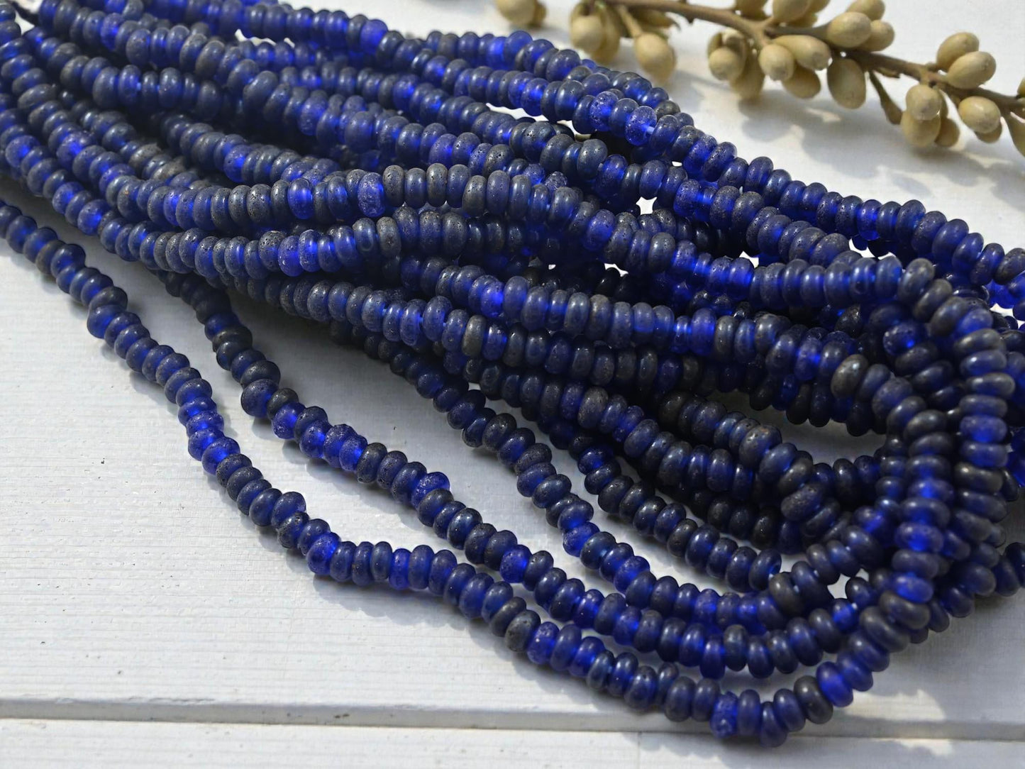 Indonesian Java Glass Beads - Aged Donut Shape - Approx 4x7mm - 20" Strand - (970)