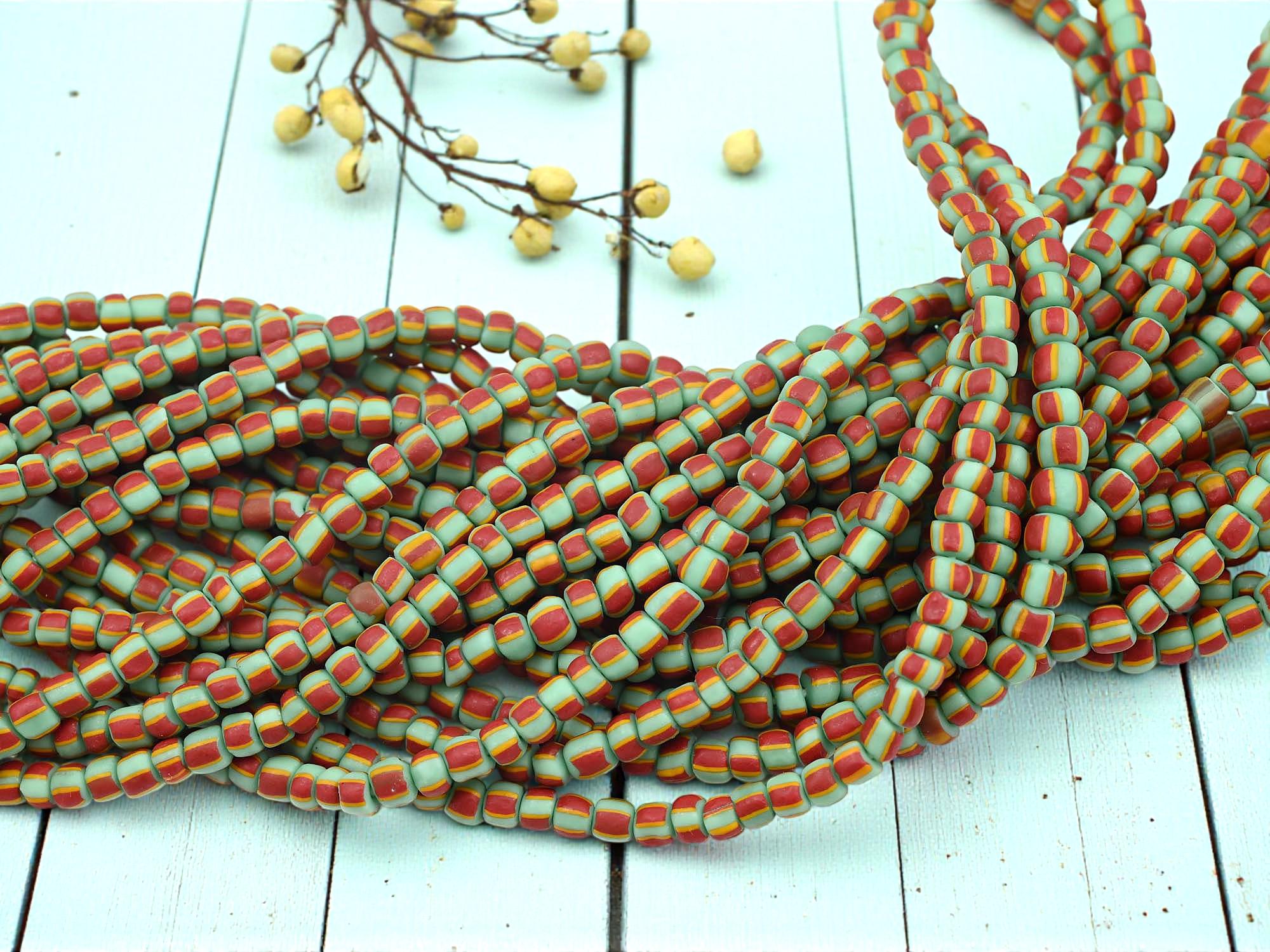 Striped Java Glass Beads. 4-7mm beads. Approx 24