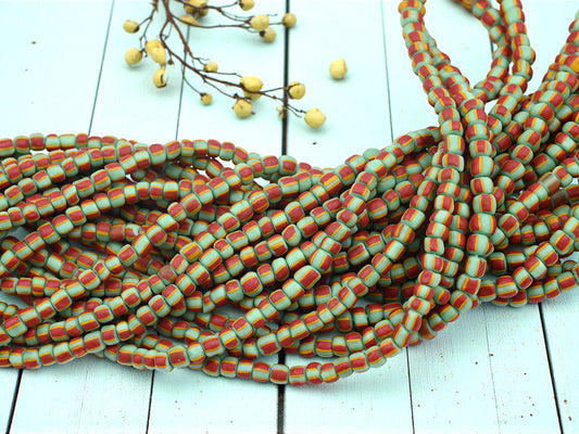 Indonesian Java Glass Trade Beads - Striped Gooseberry - 4-7mm - 24" Strand - (A62)