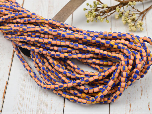 Indonesian Java Glass Trade Beads - Striped Gooseberry - 4-7mm - 24" Strand - (3439)