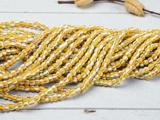 Indonesian Java Glass Trade Beads - Striped Gooseberry - 4-7mm - 24" Strand - (1586)