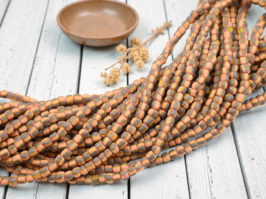 Indonesian Java Glass Trade Beads - Striped Gooseberry - 4-7mm - 24" Strand - (B633)