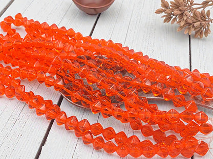 Czech Glass Beads - Orange Beads - Lucerna Bicone - Bicone Beads - Spacer Beads - 6mm - 25pcs - (4673)