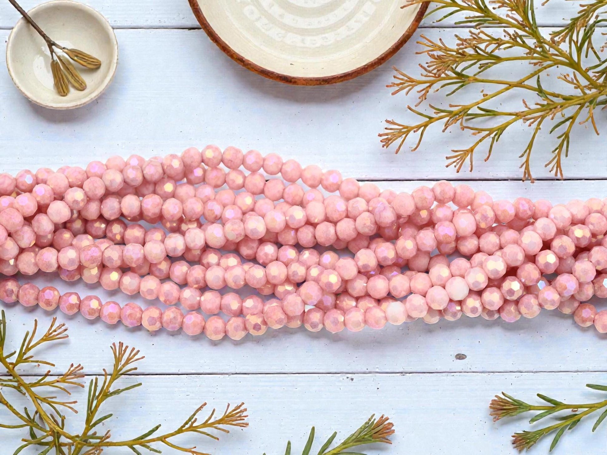 Glass Bead Strands - Fire Polished Beads - Chinese Crystal - 4mm Faceted Beads - Electroplated Glass - 15" Strand - (1551)