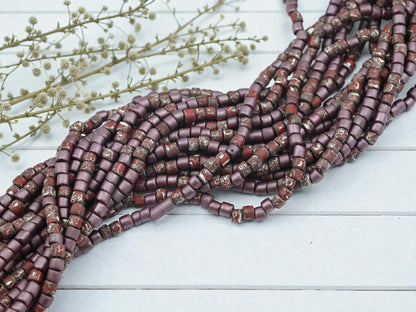 Aged Picasso Beads - Bugle Beads - Aged Picasso Beads - Czech Glass Beads - Seed Beads - 4mm - 19" Strand - (2078)