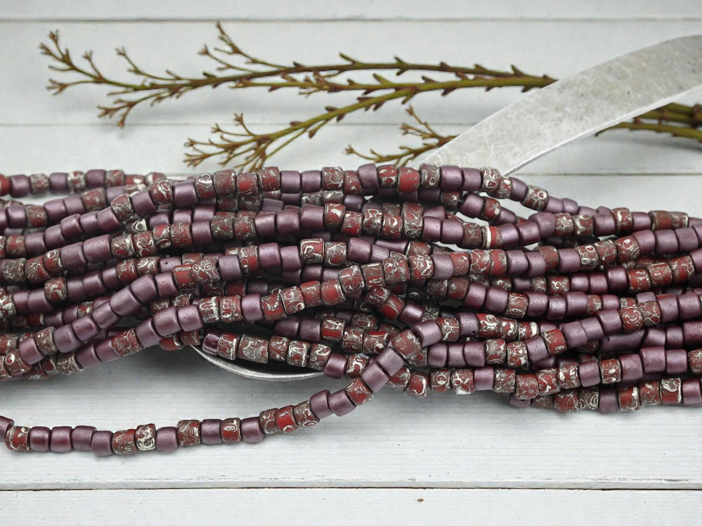 Aged Picasso Beads - Bugle Beads - Aged Picasso Beads - Czech Glass Beads - Seed Beads - 4mm - 19" Strand - (2078)