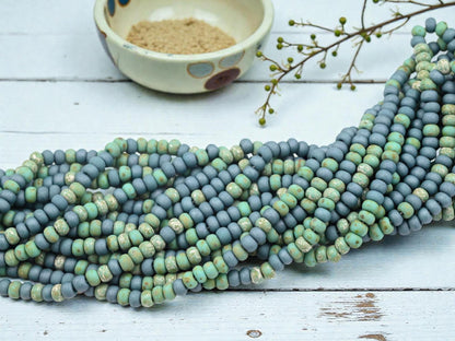 Picasso Seed Beads - Aged Picasso Beads - Czech Glass Beads - Size 4 Seed Beads - 4/0 - 18" Strand - (139)