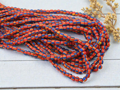 Indonesian Java Glass Trade Beads - Striped Gooseberry - 4-7mm - 24" Strand - (B231)