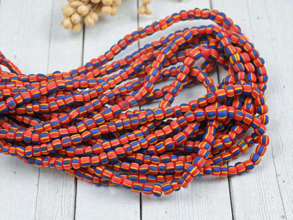 Indonesian Java Glass Trade Beads - Striped Gooseberry - 4-7mm - 24" Strand - (B231)
