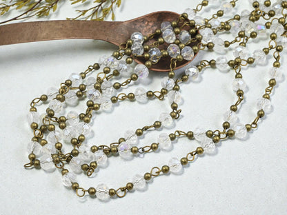 Beaded Chain - Fire Polished Beads - Crystal Chain - Handlinked Chain - 3.25ft - (2206)