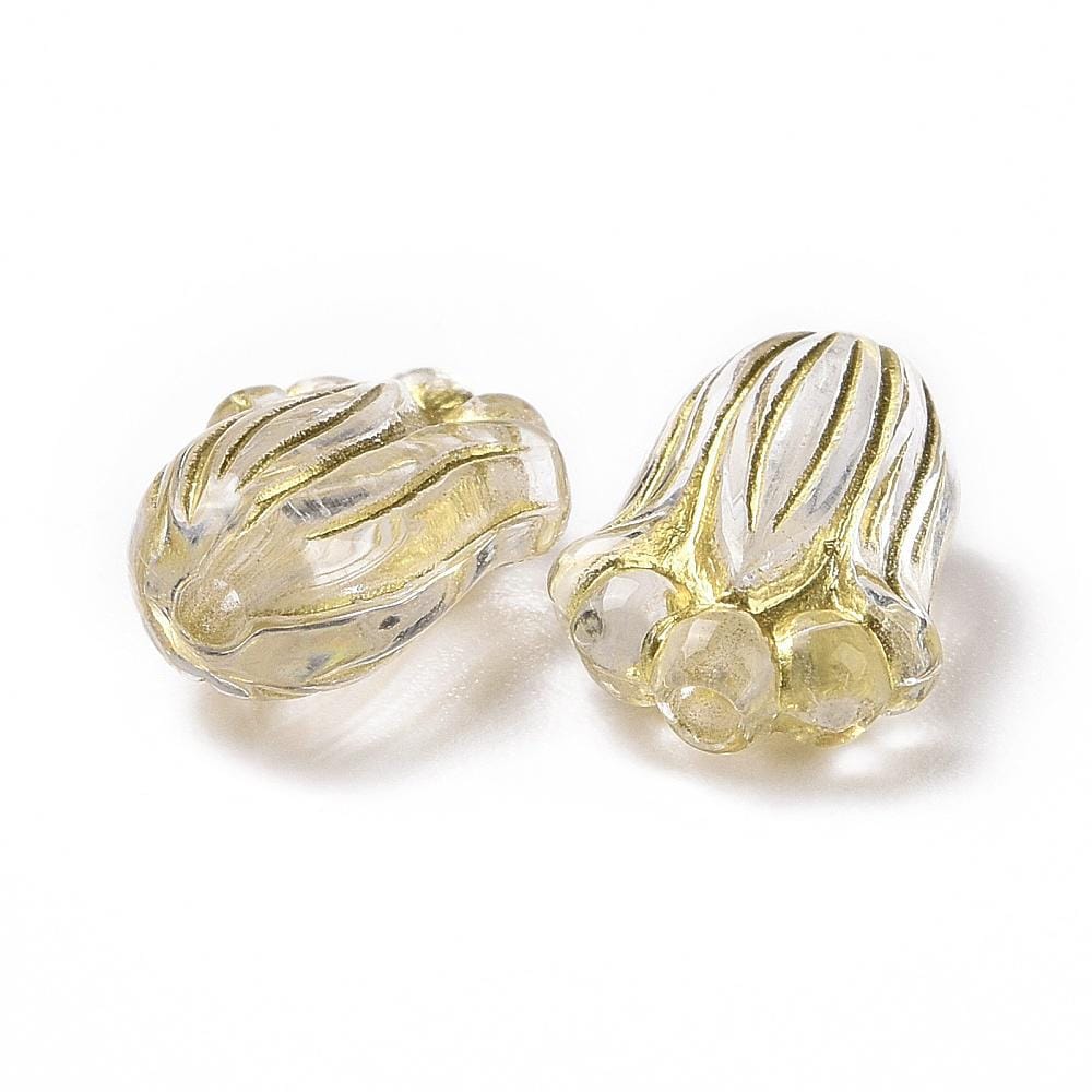 Gilded Crystal Acrylic Tulip Beads - Lightweight - 12x8mm - 25pcs - (B954)