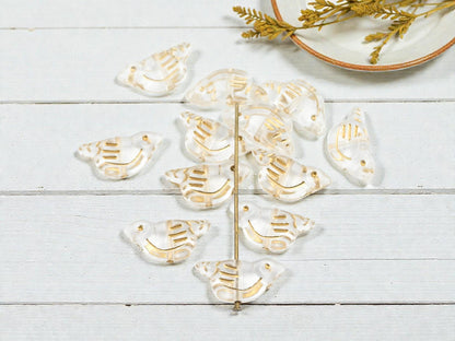 Gilded Crystal Clear Acrylic Bird Beads - Lightweight - 20x10x6mm - 12pcs - (A470)
