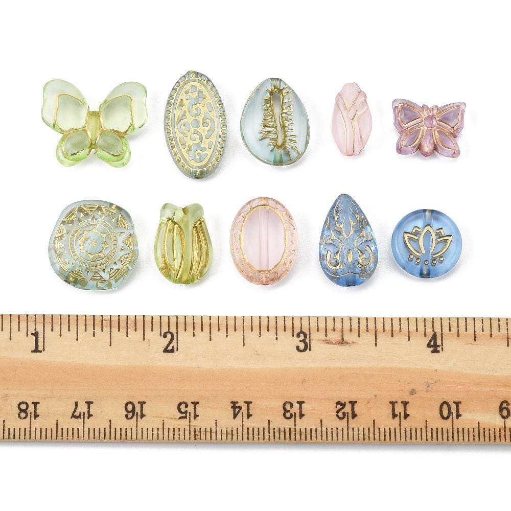 Gilded Translucent Acrylic Mixed Shape Beads - Lightweight - 100 Grams Box - (Box-01)