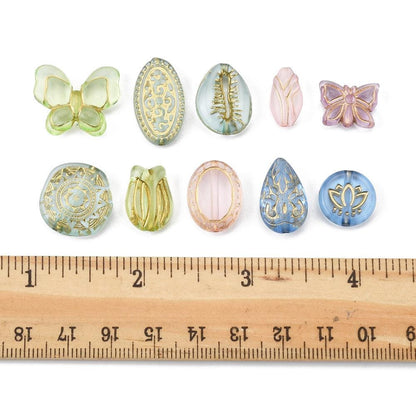 Gilded Translucent Acrylic Mixed Shape Beads - Lightweight - 100 Grams Box - (Box-01)