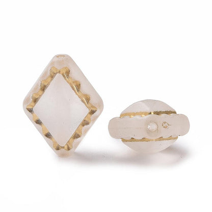 Gilded Frosted Crystal Acrylic Rhombus Dimond Beads - Lightweight - 18x14x9mm - 15pcs - (B458)
