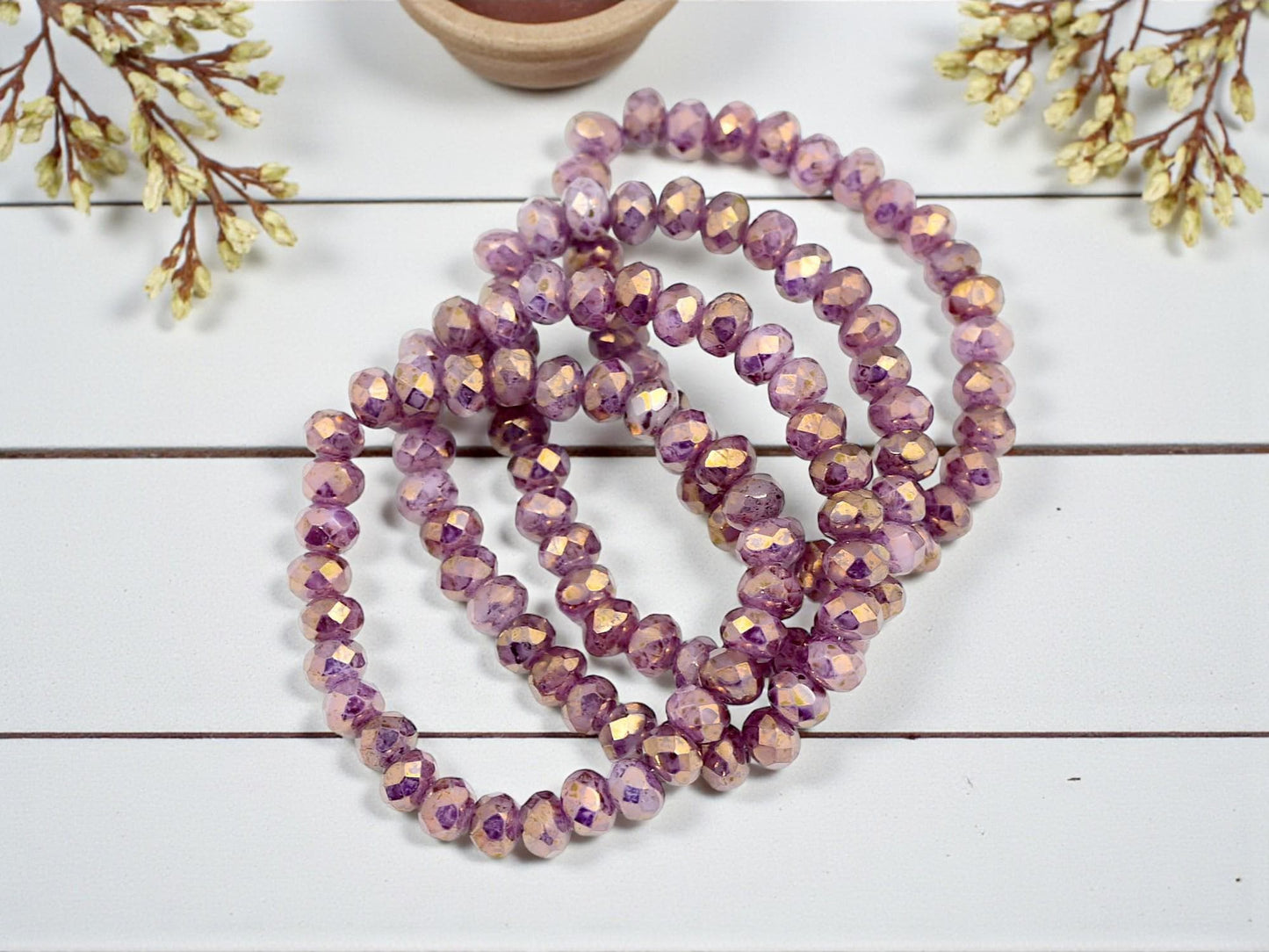 Czech Glass Beads - Picasso Beads - Rondelle Beads - Fire Polished Beads - 30pcs - 3x5mm - (5984)