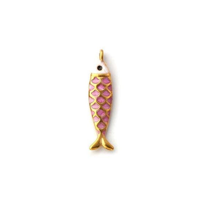 18k Gold Plated Enamel Metal Fish Charm Pendants - 26x6mm - 2pcs - Choose Your Color