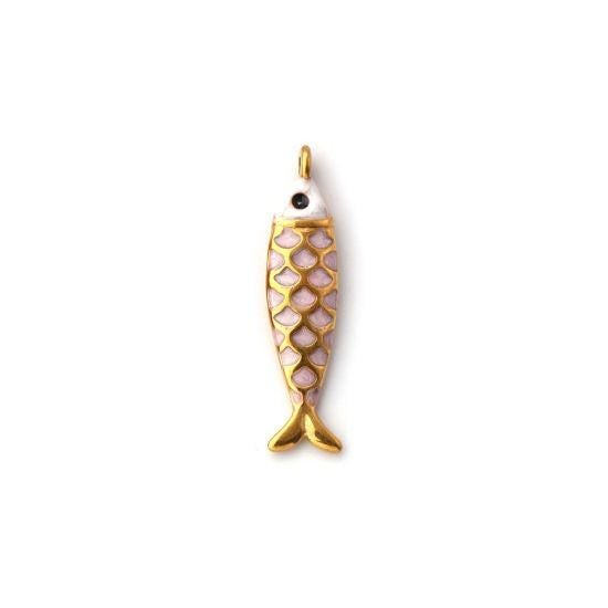 18k Gold Plated Enamel Metal Fish Charm Pendants - 26x6mm - 2pcs - Choose Your Color