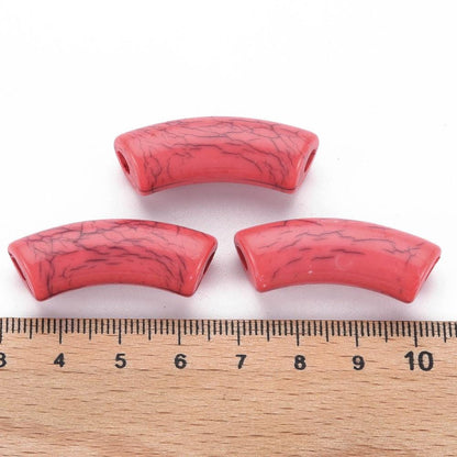 Curved Tube Beads - Lightweight Beads - Acrylic Beads - 36x14mm - 6pcs - (A67)