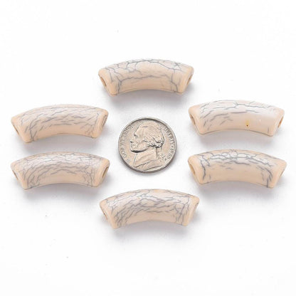 Curved Tube Beads - Lightweight Beads - Acrylic Beads - 36x14mm - 6pcs - (A378)