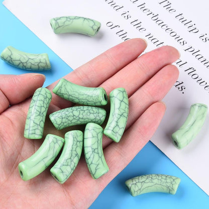 Curved Tube Beads - Lightweight Beads - Acrylic Beads - 36x14mm - 6pcs - (A291)