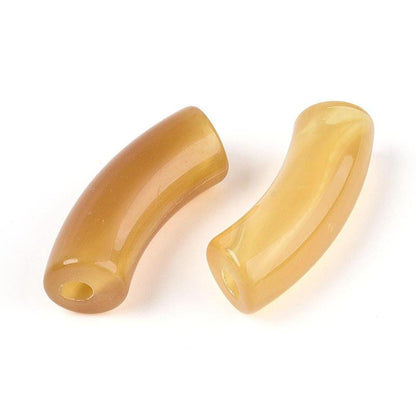 Curved Tube Beads - Lightweight Beads - Acrylic Beads - 36x14mm - 6pcs - (A498)