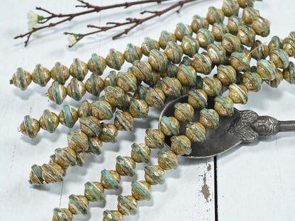 Czech Glass Beads - Saturn Beads - Picasso Beads - Saucer Beads - Planet Beads - UFO Beads - 8x10mm - 15pcs - (1854)