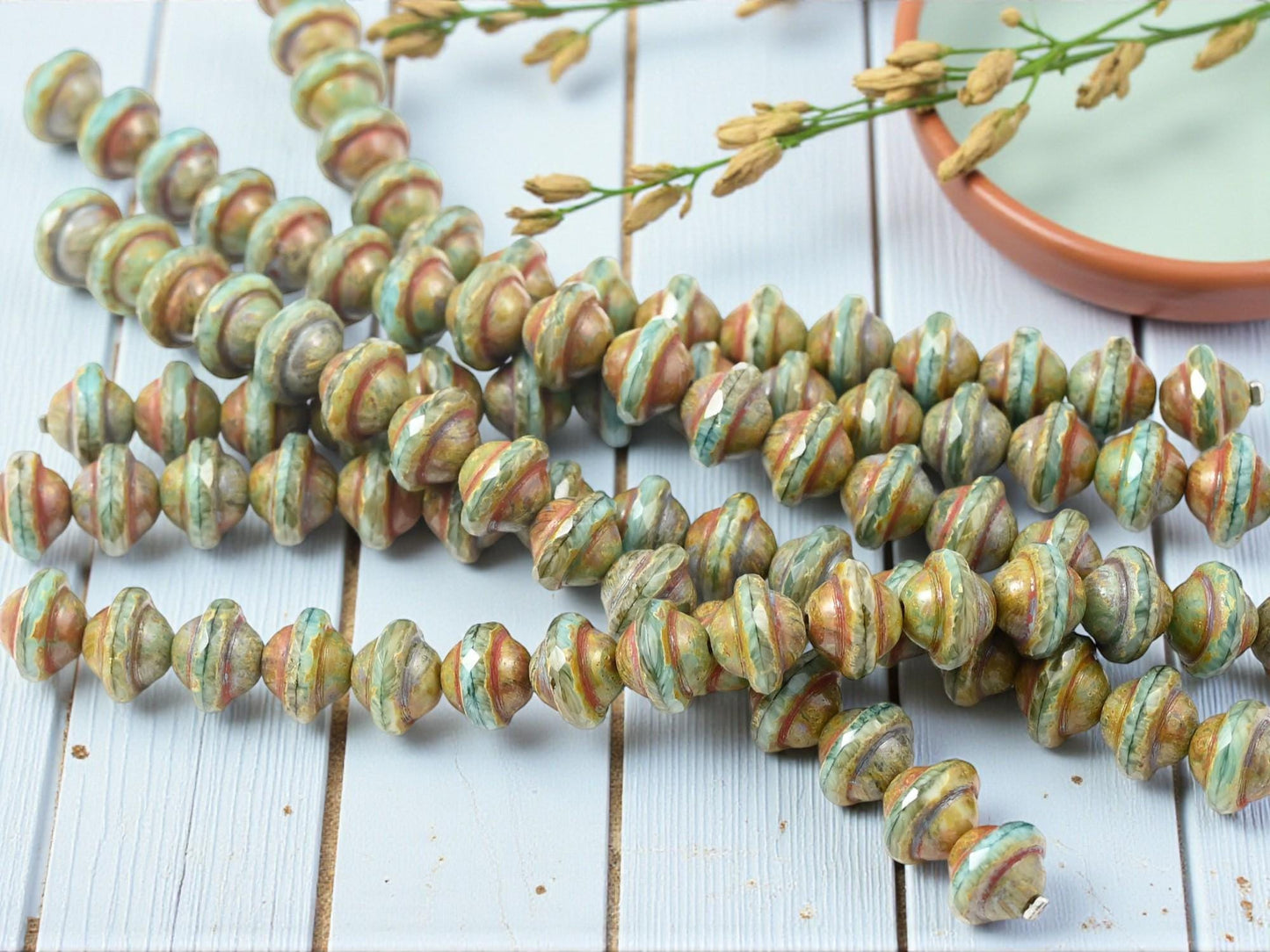 Czech Glass Beads - Saturn Beads - Picasso Beads - Saucer Beads - Planet Beads - UFO Beads - 8x10mm - 15pcs - (A651)