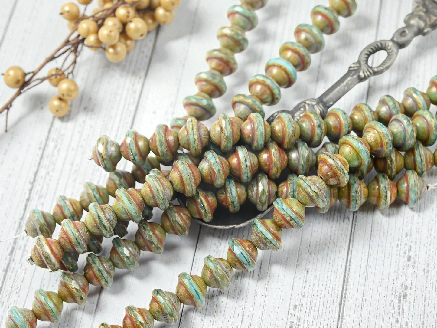 Czech Glass Beads - Saturn Beads - Picasso Beads - Saucer Beads - Planet Beads - UFO Beads - 8x10mm - 15pcs - (A651)