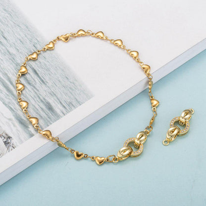 18k Gold Plated Brass Micro Pave Cubic Zirconia Fold Over Clasps - 25x10mm - 2pcs - (A109)