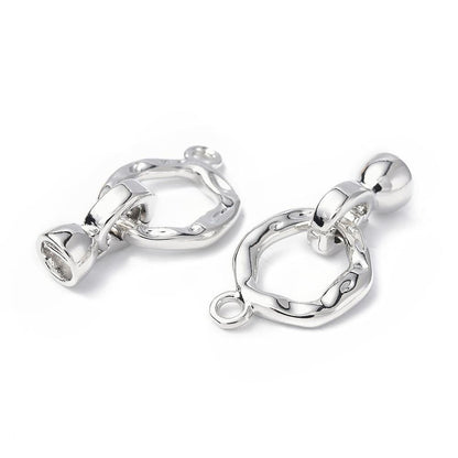 Metal Connectors - Fold Over Clasp - Snap Lock Clasp - Cord Ends - Platinum Clasps - Silver Clasps - 1pcs - 18x8mm
