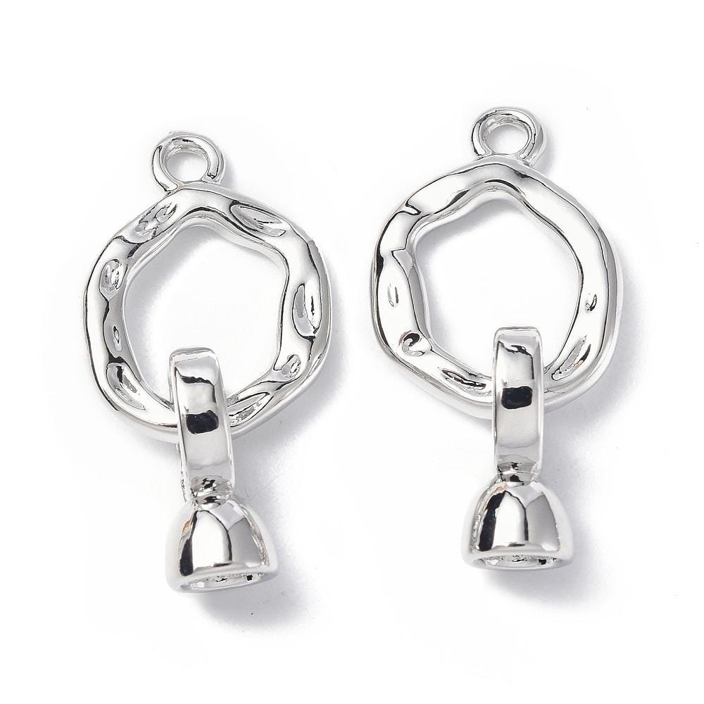 Metal Connectors - Fold Over Clasp - Snap Lock Clasp - Cord Ends - Platinum Clasps - Silver Clasps - 1pcs - 18x8mm