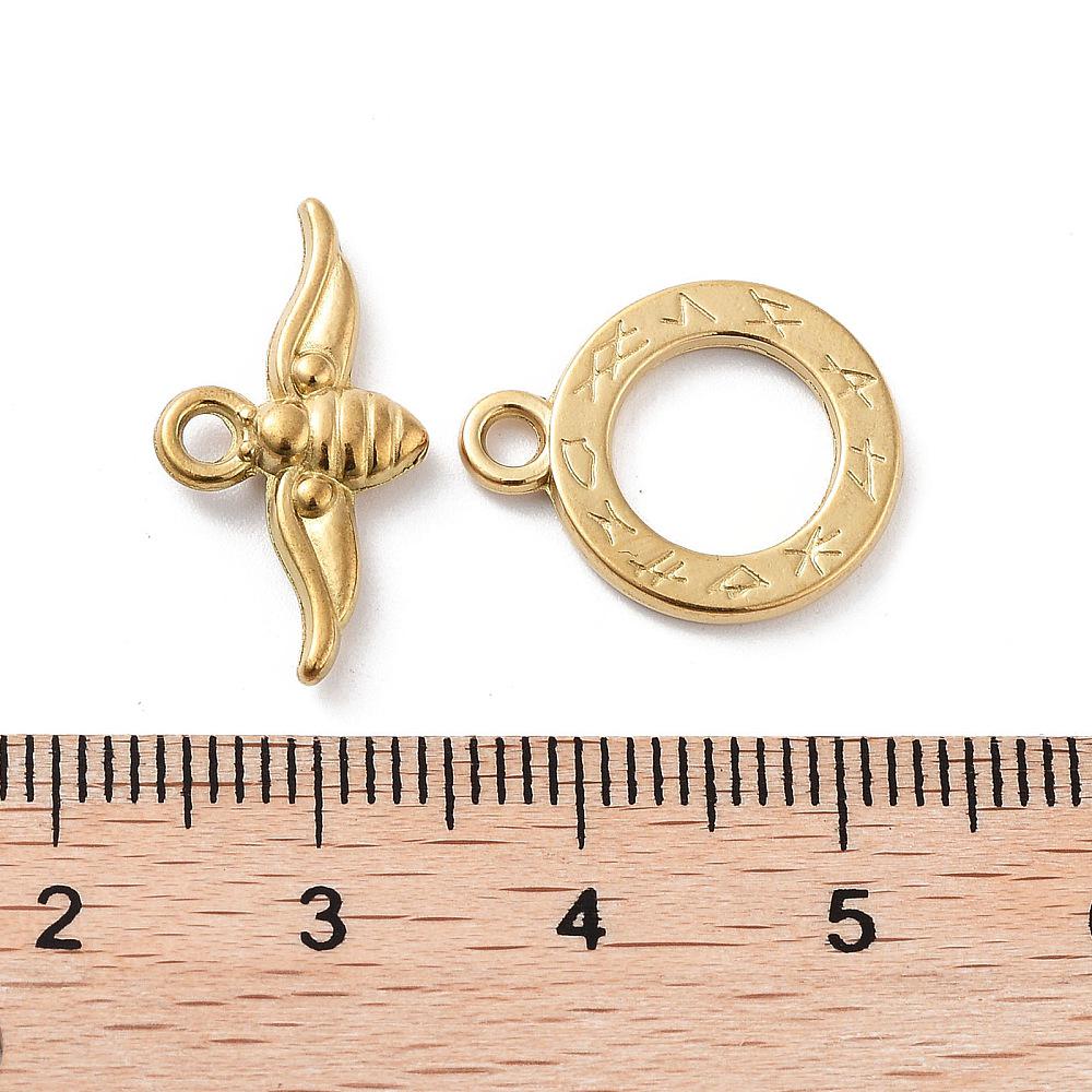 18k Gold Plated Stainless Steel Bumble Bee Toggle Clasps - 18x14mm - 5 Sets - (1241)