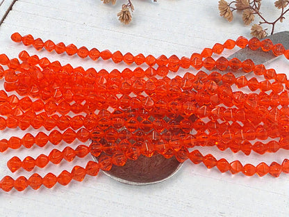 Czech Glass Beads - Orange Beads - Lucerna Bicone - Bicone Beads - Spacer Beads - 6mm - 25pcs - (4673)